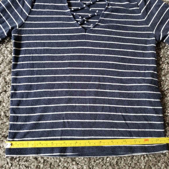 Womens Extra Small Blue and White Stripe Sweater - Picture 6 of 6